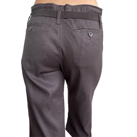 Laundry Shelli Segal Capri Pants Cropped Brown Paper Bag 3/4 Crop Cuffed Size 4 - Picture 8 of 9